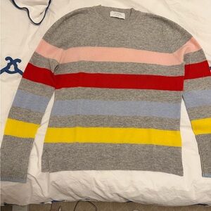 La Ligne 100% Cashmere Multicolor Striped Crewneck Sweater